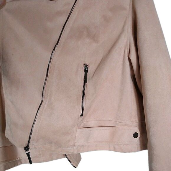 KENNETH COLE Women's Moto Jacket Faux Suede Machine Washable Pale Pink Sz 1X EUC - Picture 6 of 10